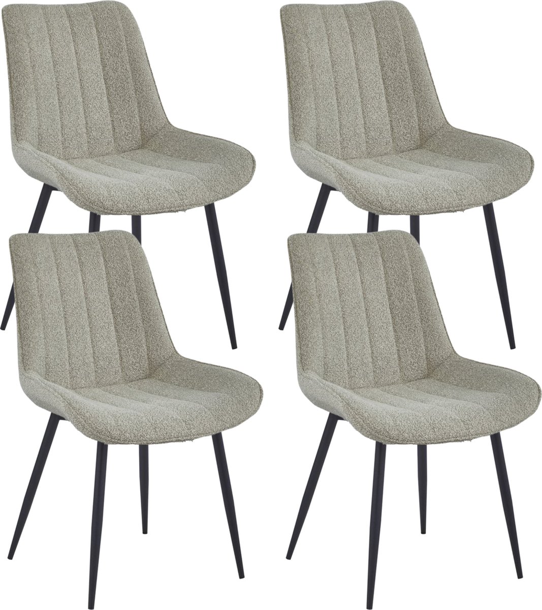Colenis Verta Eetkamerstoel - Set Van 4 - Beige - Bouclé- Industrieel - Met armleuning