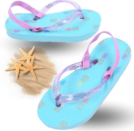 Tongs turquoise à l'ananas