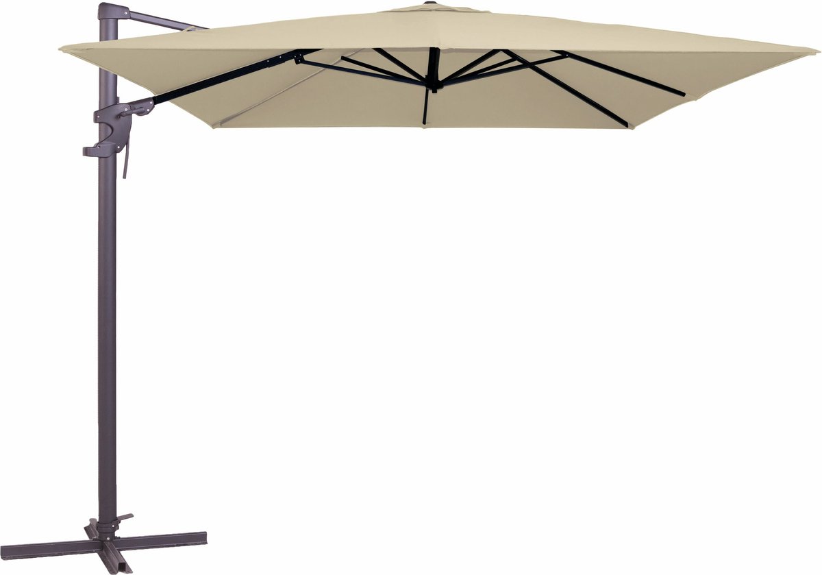 Zweefparasol Monaco Flex III 300x300 cm in ecru polyester grade 6, Merkloos.
