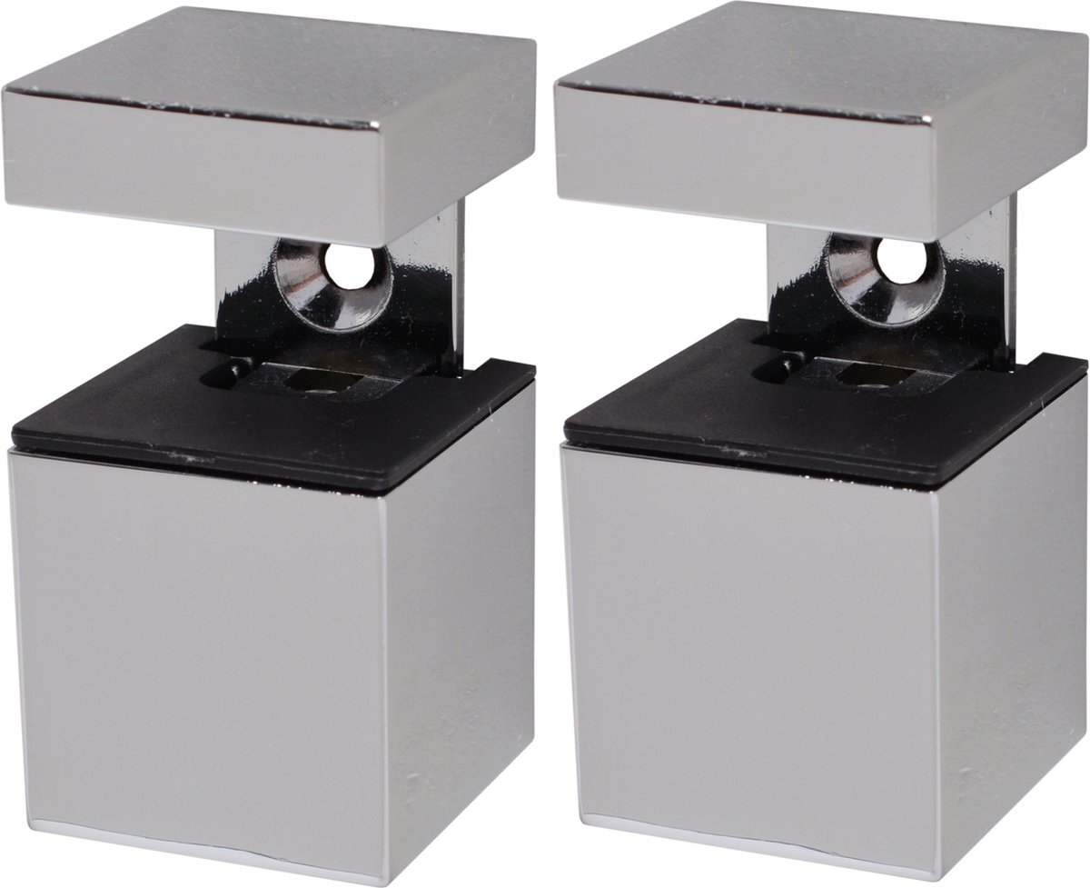 Duraline Cube Clip - Wandelement - Glans Grijs - Metaal - Set van 2