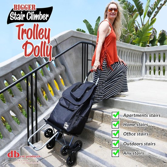 Winkelwagen voor Elderwith Seat,Multifunctionele Draagbare Trapklimmer Trolley met 6 Wielen,Heavy Duty Opvouwbare Viskar