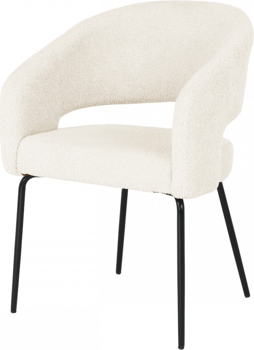 Rootz Living Rootz Eetkamerstoel Bouclé Stoel Gestoffeerde Stoel Verbeterd Comfort Duurzaam en Stijlvol Modern Strak Design 56cm x 57cm x 81cm