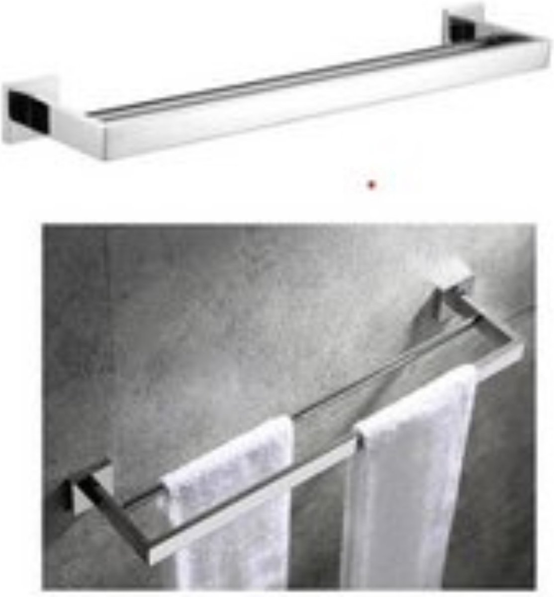 Badkamer Accessoires - Roestvrij Staal - Dubbele Handdoekbeugel - Badkamer Artikel - Zilver