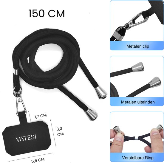 Universele Telefoonkoord - Telefoonketting met Clip - Met