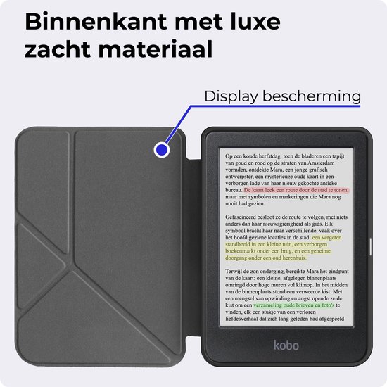 Hoesje Geschikt voor Kobo Clara Colour Hoesje Luxe Bescherm Case Trifold - Hoes Geschikt voor Kobo Clara Colour Hoes Book Cover - Rosé Goud van Hoesje  — afbeelding 3