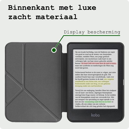 Hoes Geschikt voor Kobo Clara Colour Hoesje Bookcase Cover Hoes Trifold - Hoesje Geschikt voor Kobo Clara Colour Hoes Cover Case - Grijs van Fintie — afbeelding 3