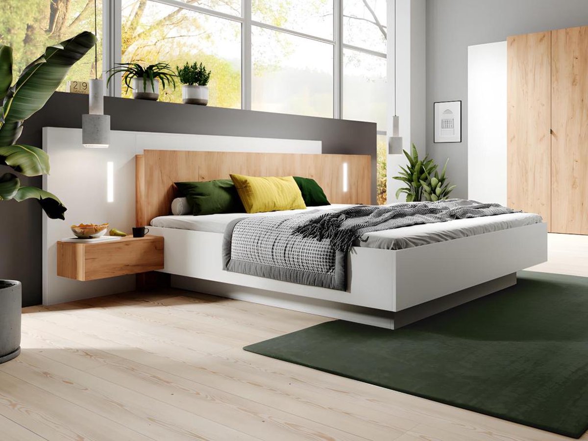 Vente-unique Bedframe hout natuurlijk licht, wit 160 x 200 cm