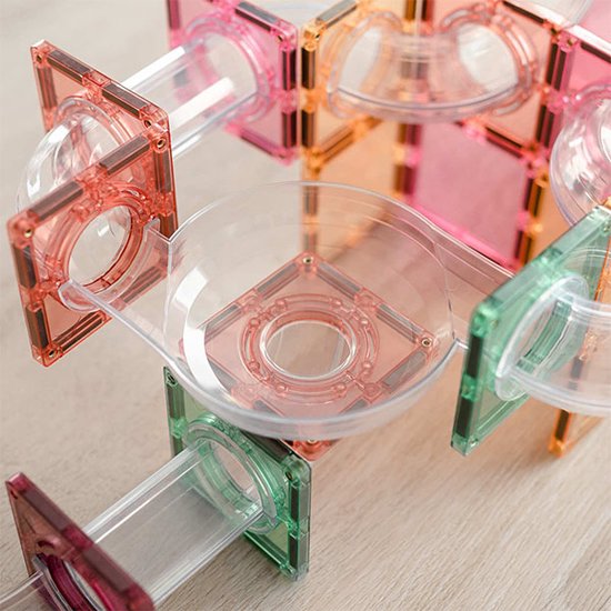 Connetix - Pastel Ball Run Pack piste de billes Expansion 80 pièces - jouets de construction magnétiques