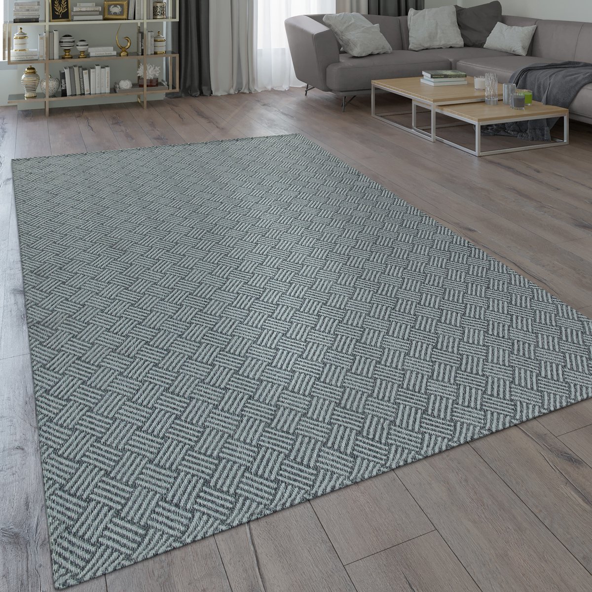 Paco Home Vloerkleed Grijs Woonkamer Keuken Weefdesign Vlechtpatroon Robuust Platweefsel 60x100 cm