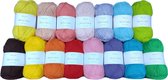 Ball Bundle - Fil au crochet 100% coton - Paquet de 15 boules de coton au crochet - 15 x 50 grammes - Technicolor (001) - Candy à Cotton - Micha Yarns