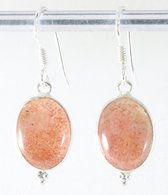 Boucles d'oreilles en argent fin avec pierre de soleil rouge