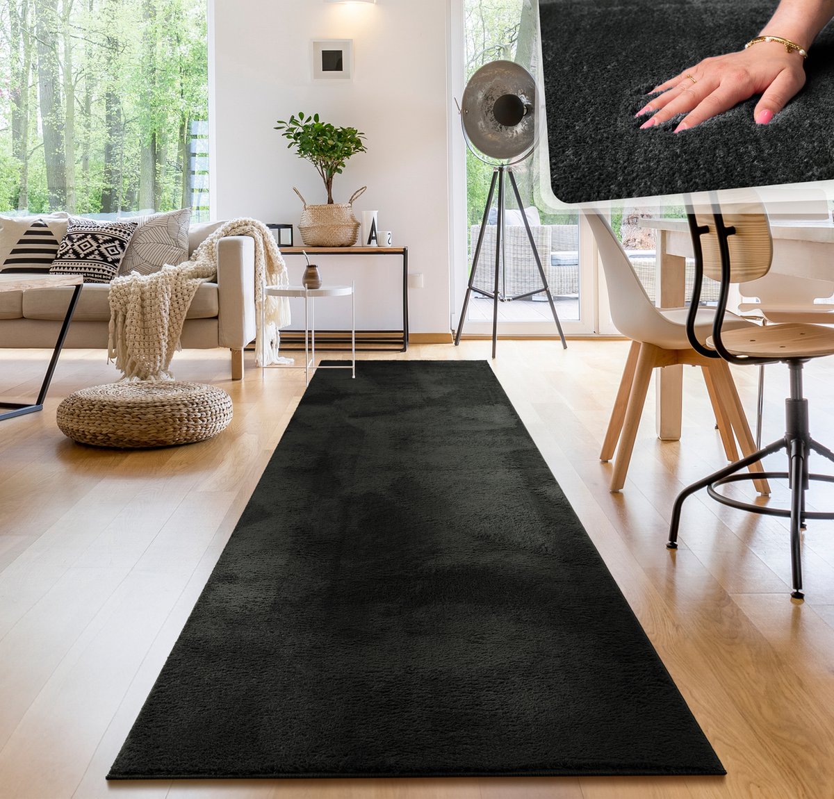 Paco Home Moderne woonkamer tapijt kortpolig wasbaar zacht uni effect bont antislip 80x300 cm