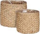 Mica Decorations Pot de Fleurs Albury - 30x30x26 cm - Jacinthe Water - Marron Clair - Set de 2