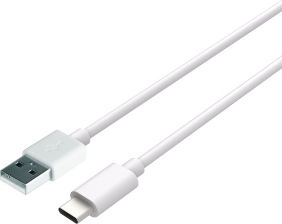 Cazy USB naar USB-C Kabel - Korte USB-C Kabel - 20cm - Wit - 2 stuks | bol