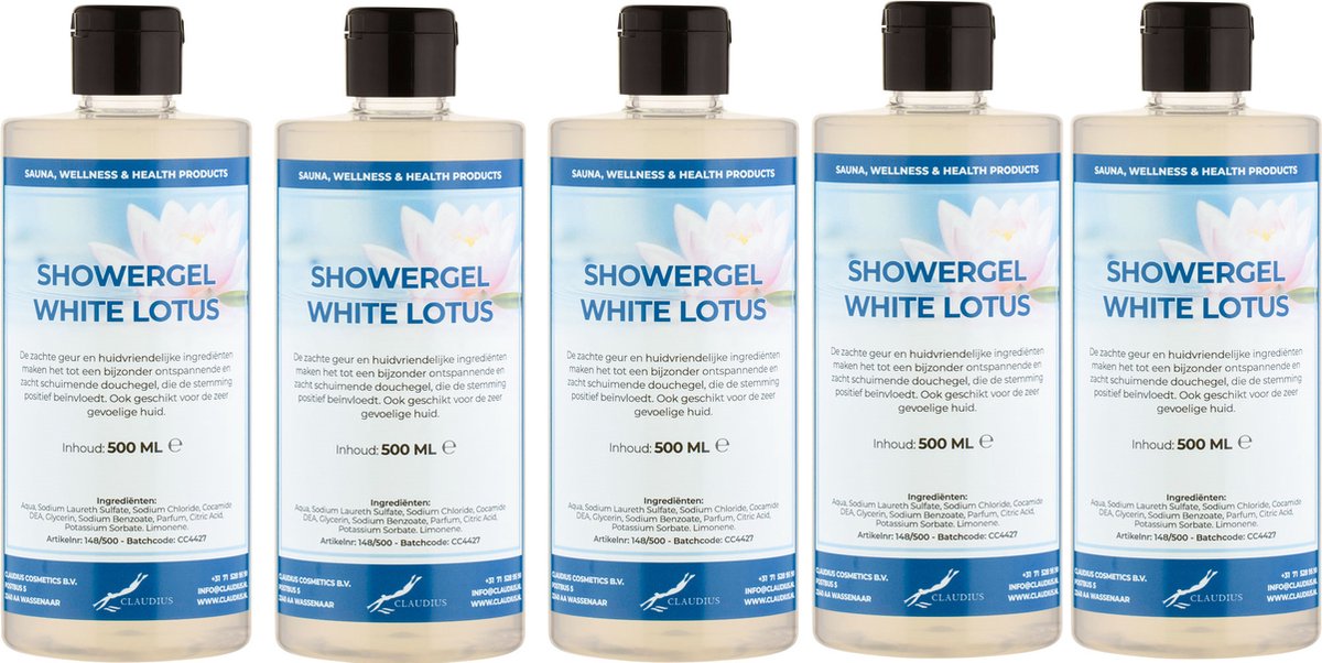 Goedkoopste Douchegel White Lotus 500 ml - met klepdop - set van 5 stuks - Showergel