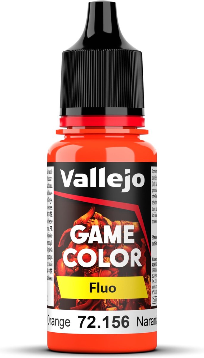 Vallejo Hobbyverf Acrylverf - 72156 Game Color - Fluorescent Orange - Acryl - Verf flesje - 18 ml