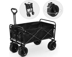 M.T.C© Bolderkar - Opvouwbaar -120KG Draagkracht - Wasbaar Polyester - Zwart-terein-brede wielen-Bolderwagen