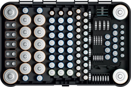Green Blue - Batterijhouder - Batterijdoos voor batterijen - transparant deksel - 115 plaatsen - GB189 Green Blue - Batterijhouder - Batterijdoos voor batterijen - transparant deksel - 115 plaatsen - GB189