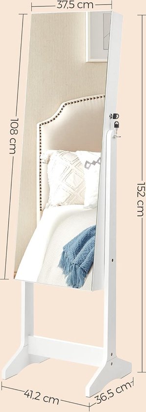 GOPLUS 3-in-1 sieradenkast met spiegel, staande