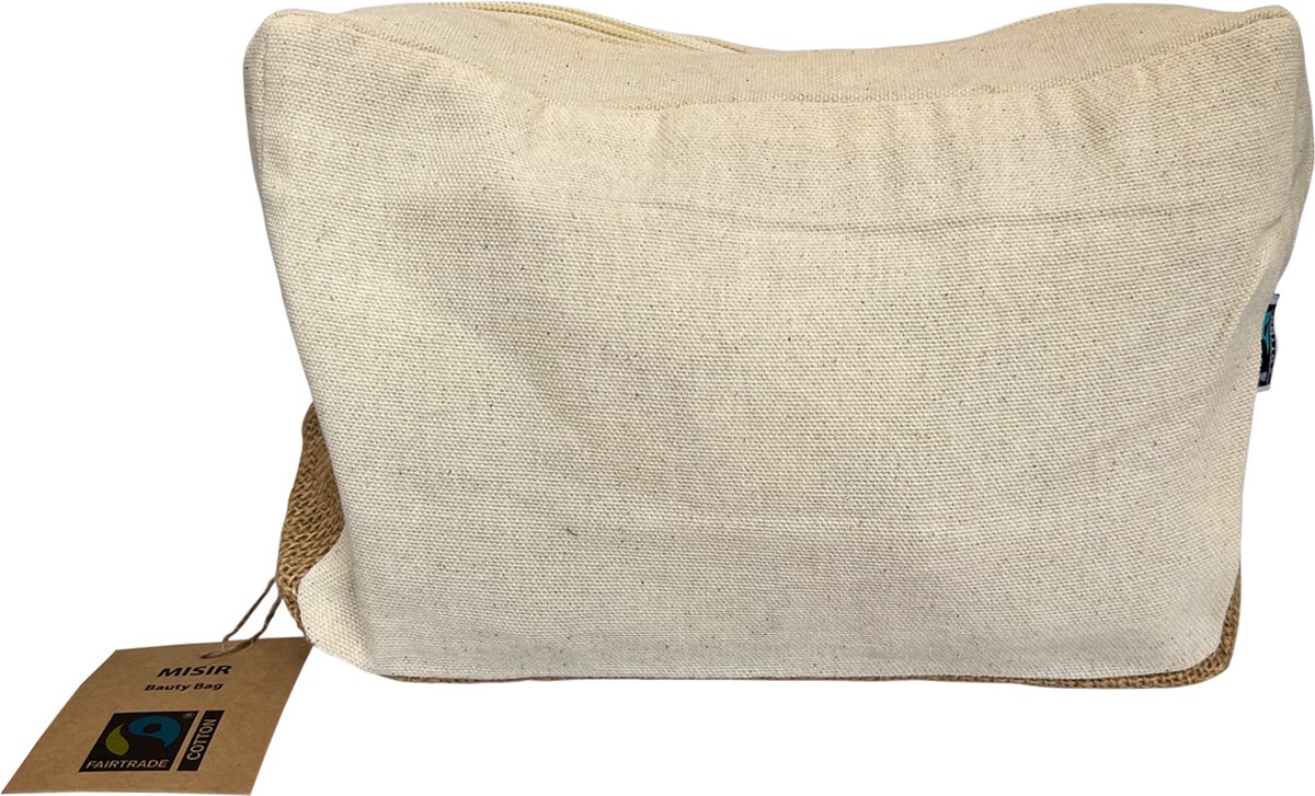 Tu-Untangle Duurzame Toilettas – Fairtrade Katoen & Jute – Unisex Reistas / Etui – Handig Formaat