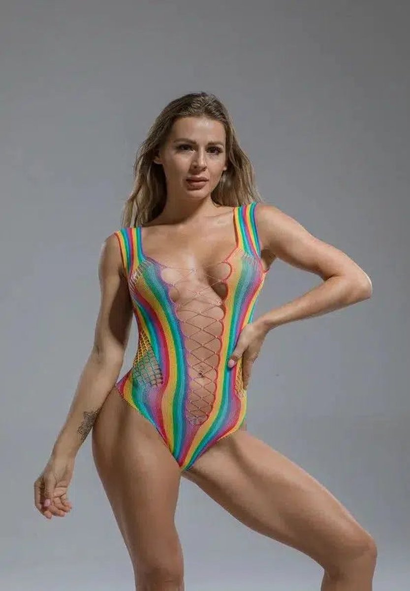 Goedkoopste Cindylove - Visnet Body met Gekruiste Schouderbandjes - One size - Rainbow