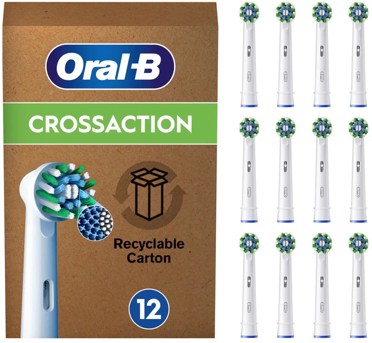 Bol.com Oral-B Pro Cross Action - Opzetborstels - Met CleanMaximiser Technologie - 12 Stuks aanbieding