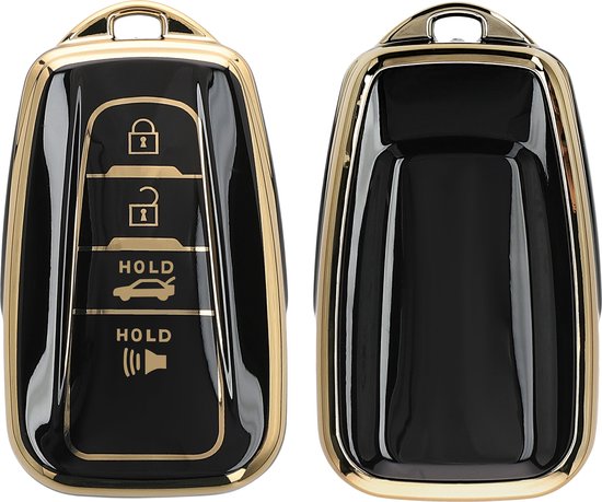 Kwmobile Boitier Clef Voiture Compatible Avec Toyota 4-Boutons 2018-2024 RAV4 Avalon Camry C-HR Prius - Coque En Silicone De Clef De Voiture - Étui De Protection Blanc-doré