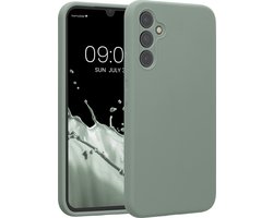 kwmobile telefoonhoesje geschikt voor Samsung Galaxy A34 5G - TPU backcover met siliconen coating - Smartphone case in Regenwashed groen