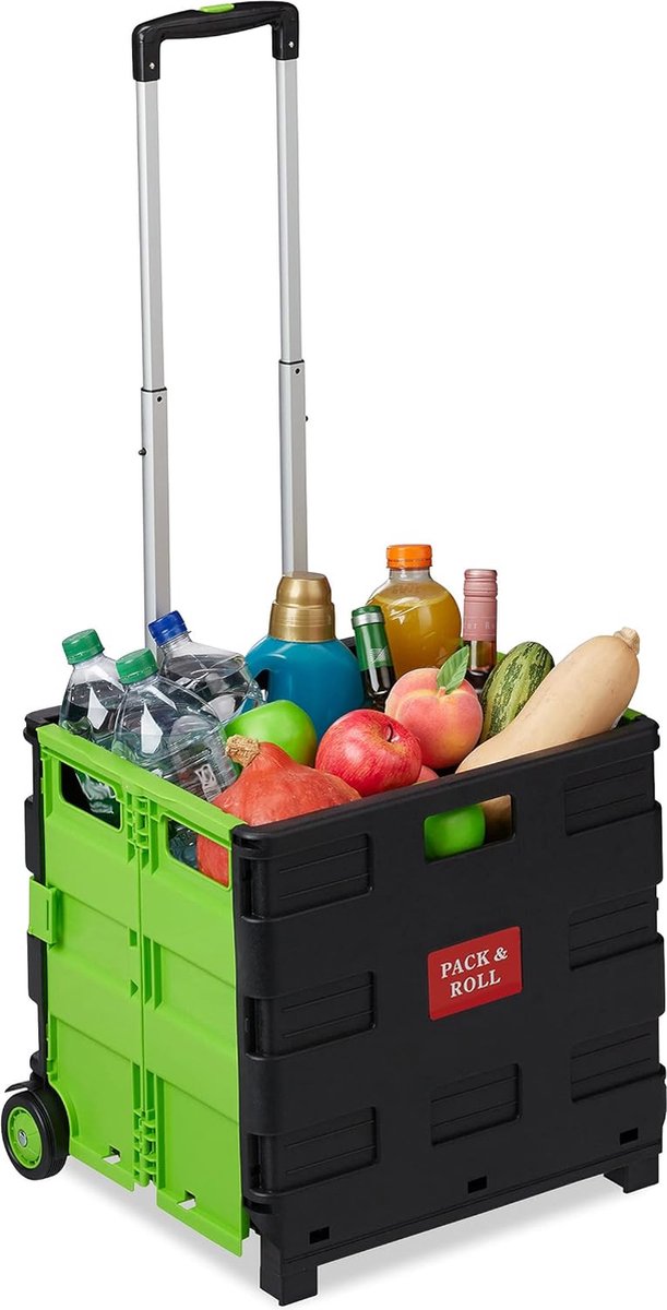 Boodschappentrolley - Boodschappen - Kunststof - Krat - 2 Wieltjes - Praktisch