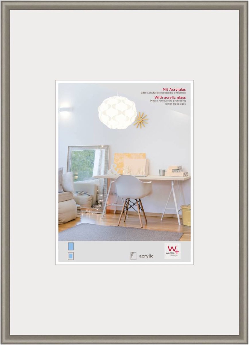 Walther New Lifestyle - Kunststof lijst - Fotoformaat 60x80 cm - Kunstglas - Staal