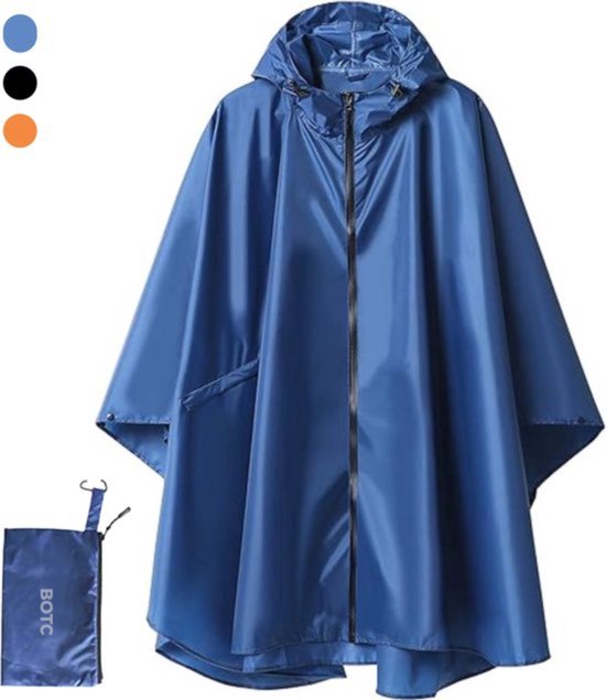 BOTC Poncho - Regenponcho Fiets Dames & Heren - Raincoat Heren - Fietsponcho Fiets - Unisex - Hood en Snap - Waterdicht - Marineblauw