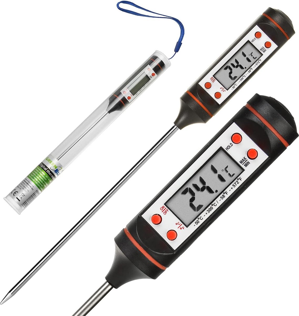 Smart Digitale keukenthermometer Thermometersonde voor voedsel Voedselthermometer van -50 ° C tot ca. +300 ° C LCD-display