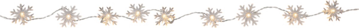Star Trading Batterijgevoede kerstverlichtingsketting 'Izy', 10 LED-sneeuwvlokken, timer, warm wit, L 135 cm