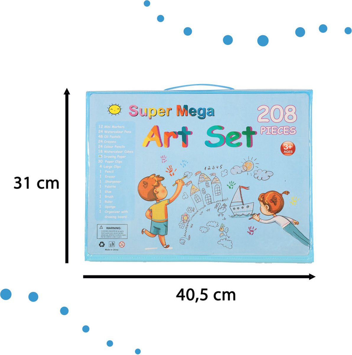 Playos® - XXL Tekendoos - Blauw - 208 Delig - Stiften, Oliepastel, Waskrijt, Potloden, Waterverf en meer - met Standaard - Inclusief Papier - Tekendoos - Creatief Speelgoed - Art - Tekenset - Tekenkoffer — afbeelding 4