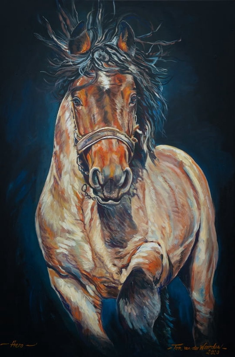Trekpaarden schilderij TW31 - Foto - Ton van der Weerden - Fine Art Print op fotokwaliteit papier - 30 x 40 cm
