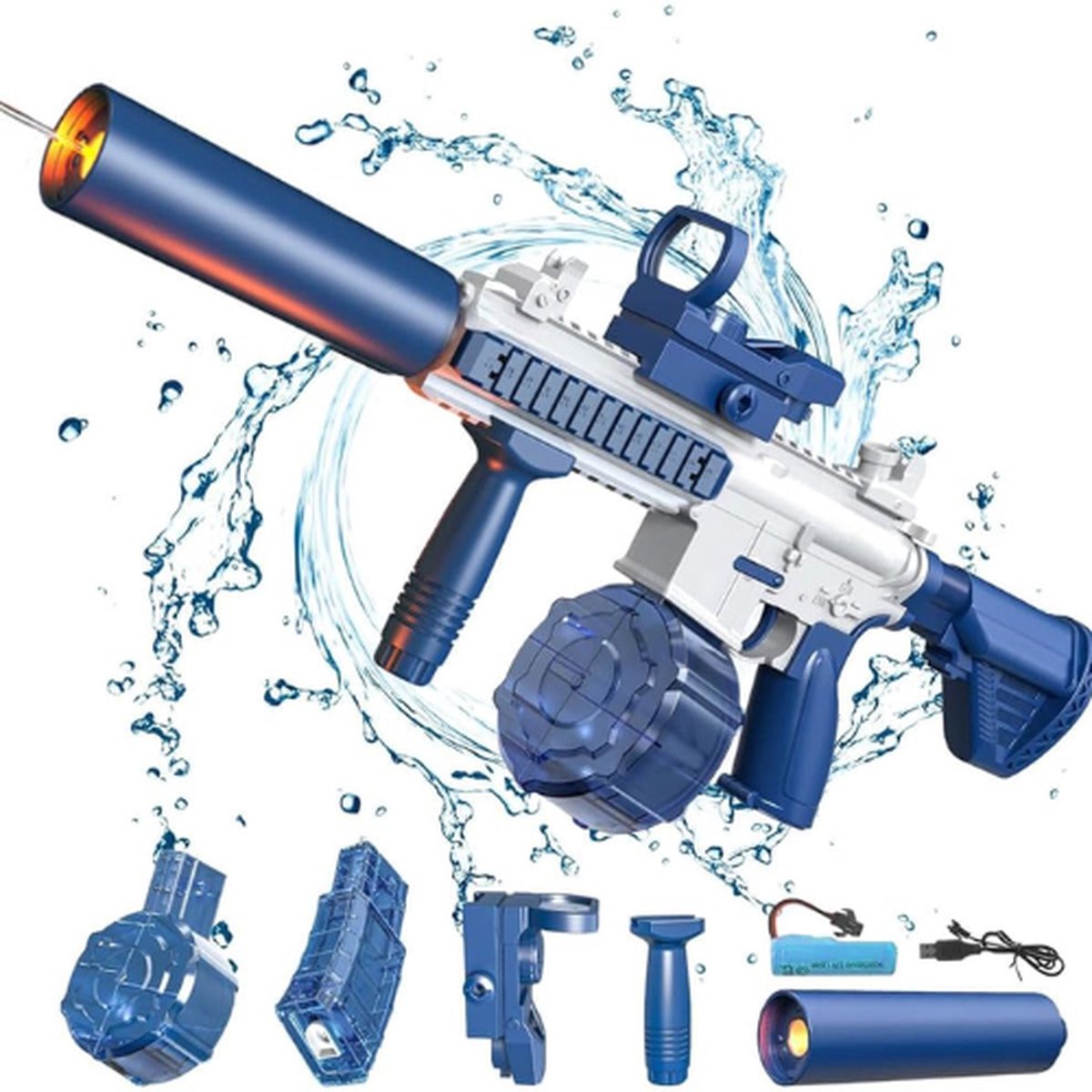 TADES® Elektrisch Waterpistool (Met Lichteffect & Grote lading) - Super Soaker - Waterpistool - Waterpistool Elektrisch - Automatisch Waterpistool - Water Pistool - Waterpistool Elektrisch - Watergeweer