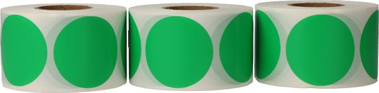 3x 500 Etiketten Rond Groen Stickers 35 mm op Rol - Label Blanco Stickers Gekleurd - Sluitzegels - Dappaz