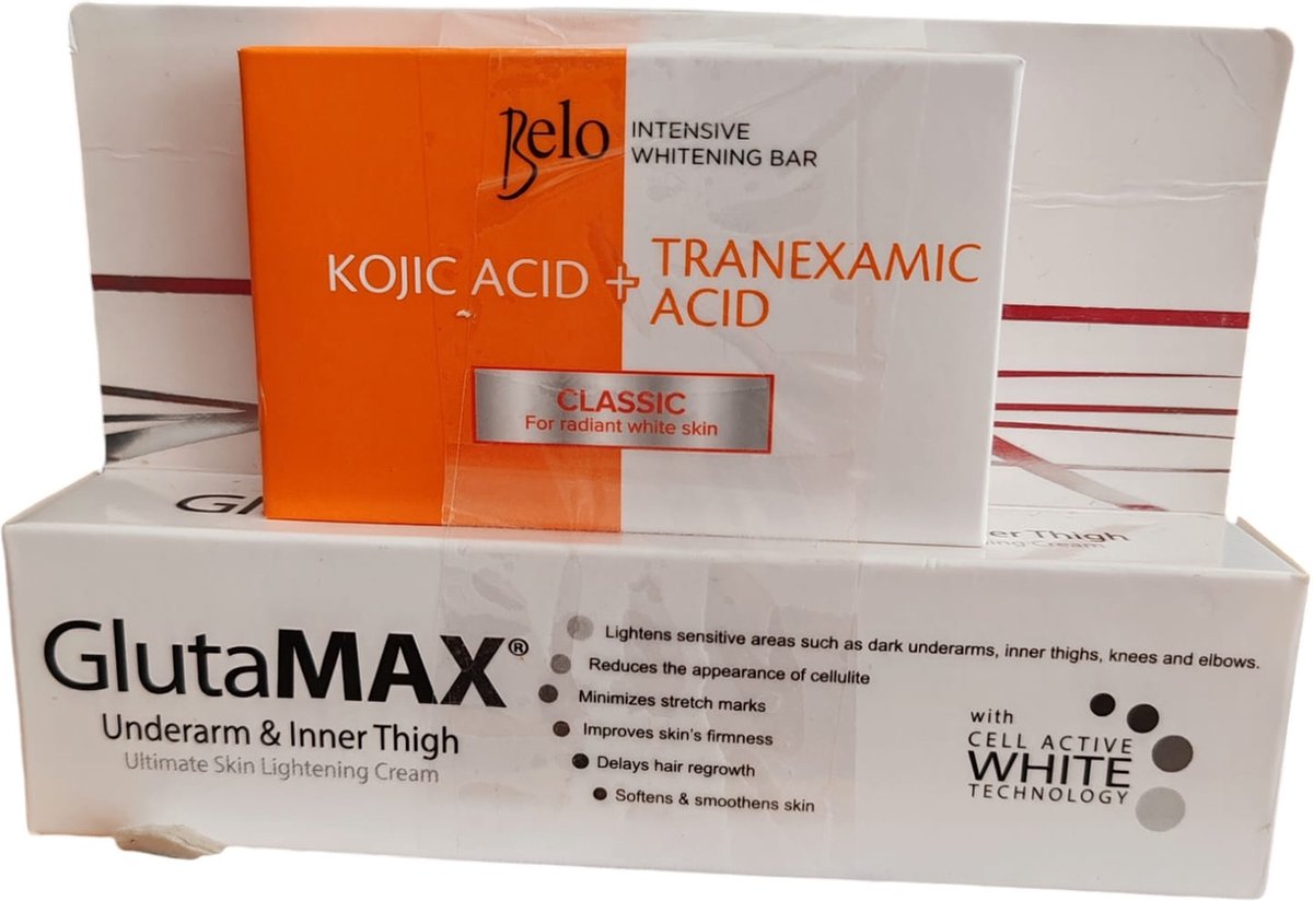 Goedkoopste GRATIS Belo Kojic Acid & GlutaMax Onderarm & Binnendij Ultieme Huidverlichtende Crème Voordeelpakket
