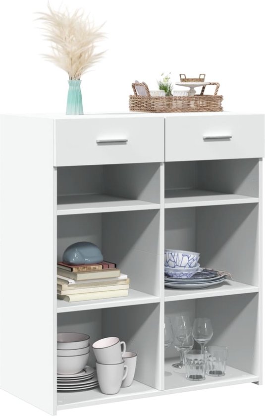 vidaXL Dressoir 80x42,5x93 cm bewerkt hout grijs sonoma eikenkleurig, kast, opbergkast, bijzetkast, wandkast, houten kast, opslagkast, kasten
