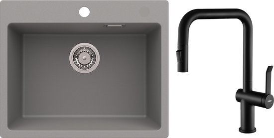 Lendo Online Spoelbak met Spuitkraan 44x44x20 cm RVS Zilver - Keuken