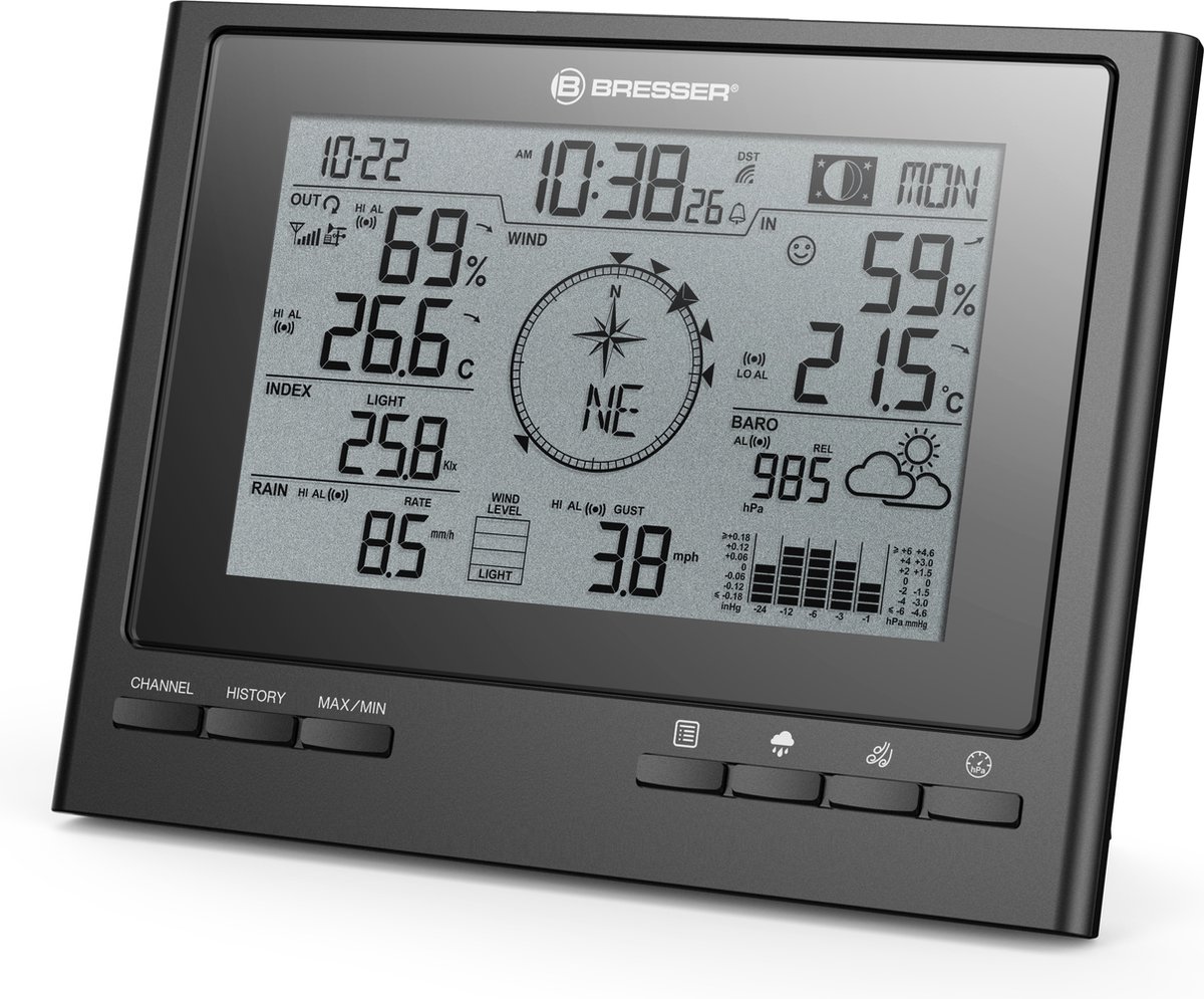 BRESSER extra basisstation voor 7003100 ClimateScout-weerstation (zwart)