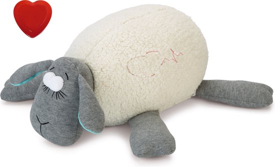 Beeztees Puppy Heartbeat - Puppyknuffel - Puppy speelgoed - Hondenknuffel voor Puppy - Knuffel met Hartslag - Wit/Grijs - 35x20x14 cm