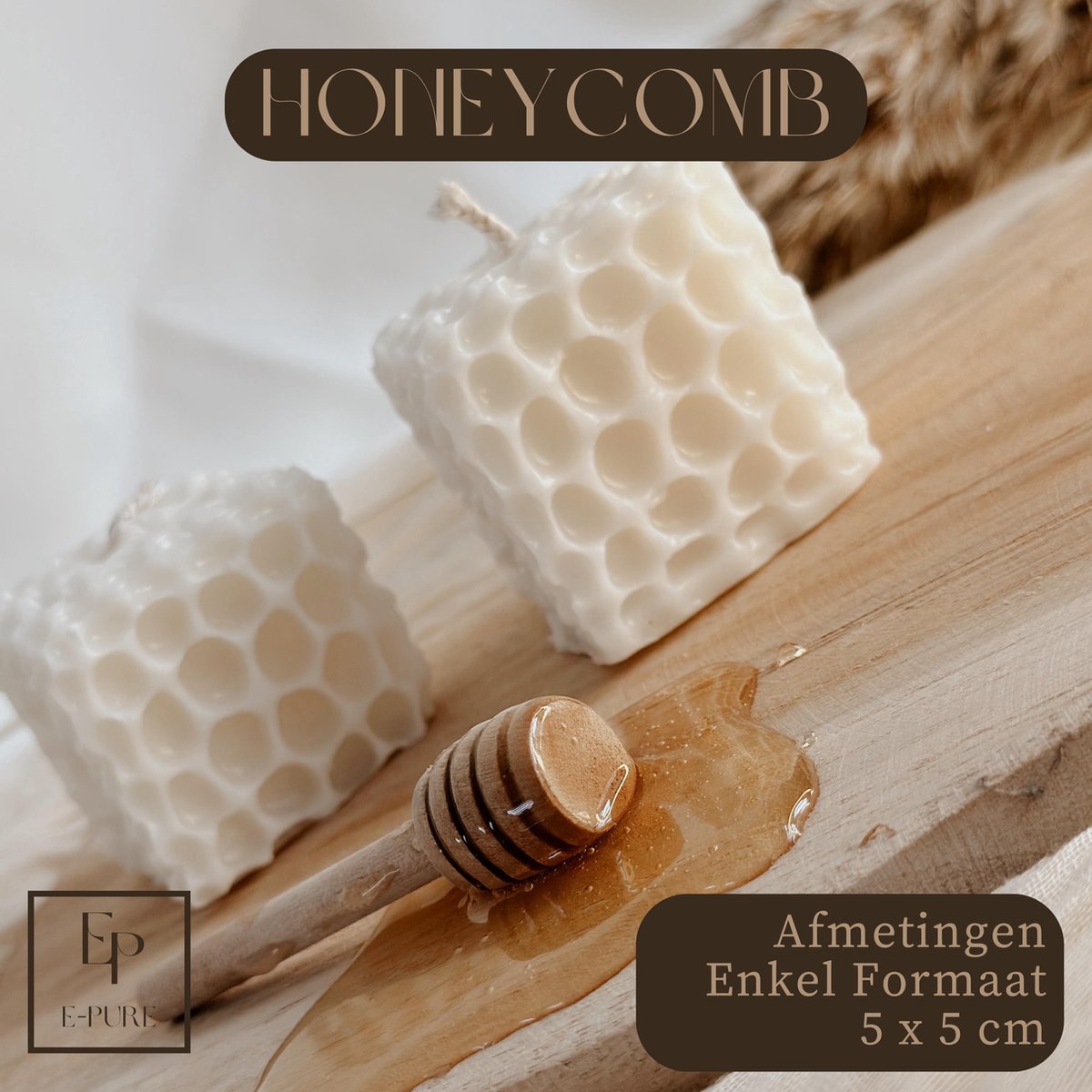 E Pure Candles - Handgemaakte Stompkaars - Honeycomb
