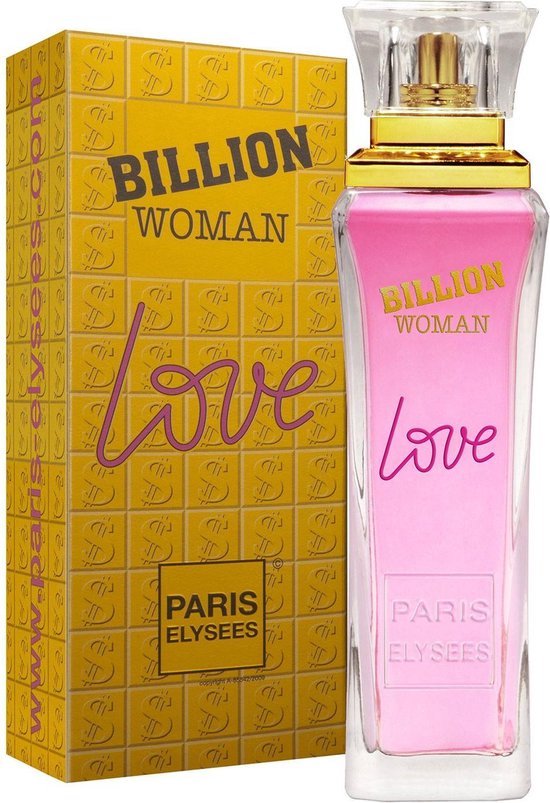 Luxe Franse Eau de Toilette - Billion Woman Love - een heerlijke sterke Franse frisse geur - met Roos - Mandarijn en Patchouli.