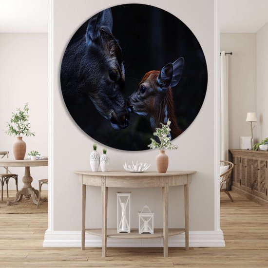 Herten muurcirkels - dieren muurcirkels - Muurcirkels Baby hert - Moderne schilderijen - Wandcirkels - Wanddecoratie muurcirkel forex 70x70 cm