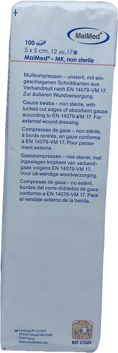 Goedkoopste MaiMed non-woven gaascompressen 5cm x 5cm 12-laags - 100 stuks