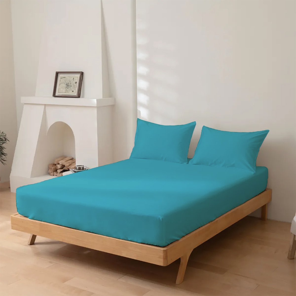 Dreamers Den - Hoeslaken - 100% Katoen Percaline - Katoen - Turqoise - 180x200cm - 28cm Hoekhoogte