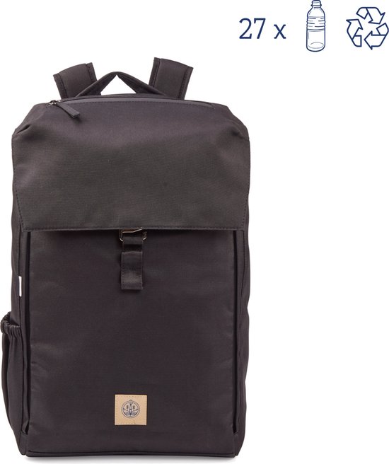 The BlueWave Collective - Re.27 Cycle | Daypack - Laptop Rugzak tot 16 inch - Gerecycled Plastic - Rugtas 25 L - Waterdicht en Duurzaam - Zwart