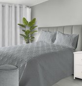 Couvre-lit matelassé Husch - Simple - 140x220 - Avec Kussensloop assortie 60x70 - Grijs