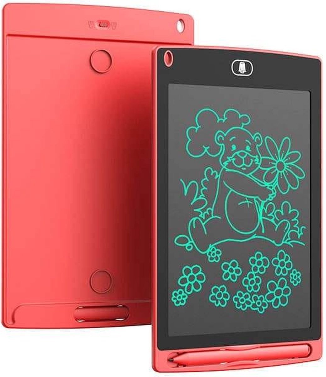 LCD Tekentablet Kinderen Rood 8.5 inch Kleurenscherm Kado Tekenen LCD Tekenbord Kleine Cadeautjes Schrijfbord Open Ended Speelgoed Jongens Schrijftablet Drawing Tablet Tekentablets Kinderspeelgoed Duurzaam Speelgoed 4 Jaar